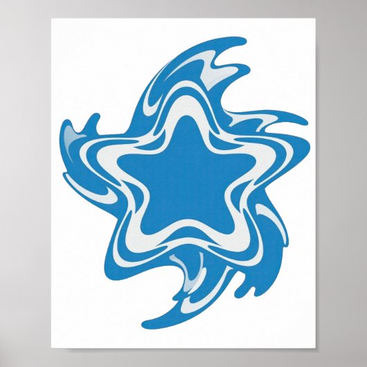 Poster Magnifique conception graphique Blue Star bleue (Devant)