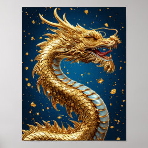 Poster Magnifique dragon d'or