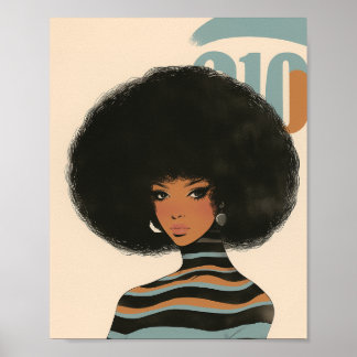 Poster Magnifique femme afro-américaine avec un afro