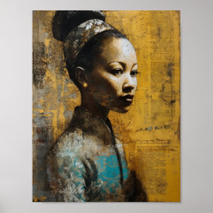 Poster Magnifique Femme Mélange De Peinture Média