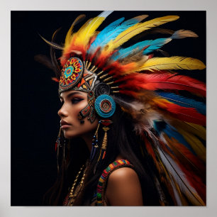 Poster Magnifique imprimé de robe de tête indienne