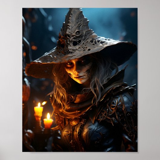 Poster Magnifique jeune Halloween sorcier Portrait magnif (Devant)