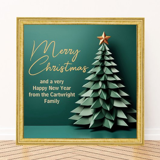 Poster Magnifique Joyeux Arbre de Noël Gold Green