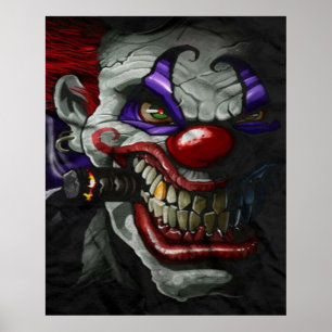 Poster Magnifique Killer Clown Dessin d'art horreur