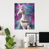 Poster Magnifique licorne blanche avec Turquoise et Viole (Bureau à domicile)