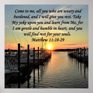 POSTER MAGNIFIQUE MATTHEW 11:28 COUCHER DE SOLEIL SUR LA