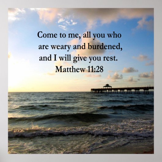 POSTER MAGNIFIQUE MATTHEW 11:28 SCRIPTURE VERSE (Devant)