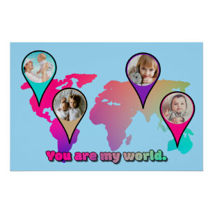 Poster Magnifique Multicolor World Map Photo Collage