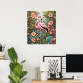 Poster Magnifique oiseau de Flamant rose rose tropical (Bureau à domicile)