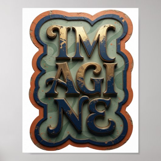 Poster Magnifique or IMAGINE (Devant)