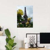 Poster Magnifique Photo Tour Eiffel Paris Roses Jaunes (Bureau à domicile)