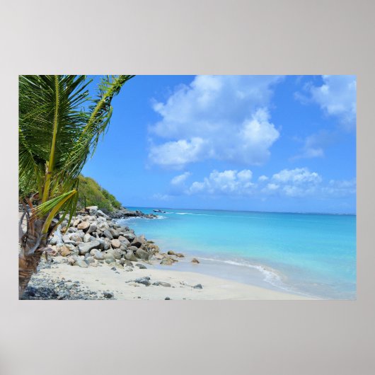 Poster Magnifique plage tropicale turquoise (Devant)