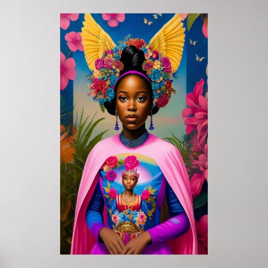 Poster Magnifique princesse africaine avec ailes (Devant)