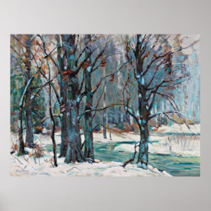 Poster Magnifique scène de neige hivernale bleu gris