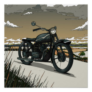 Poster Magnifique vieille moto vintage