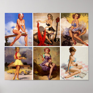 Poster Magnifique Vintage Retro Pin Up Girl Pad