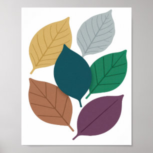 Poster Magnifiques feuilles d'AUTOMNE grises Motif artist
