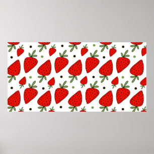 Poster Magnifiques fraises rouges motif sans couture
