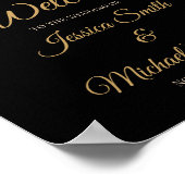 Poster Magnolia Gold et Black Floral Faire-part de mariag (Coin)