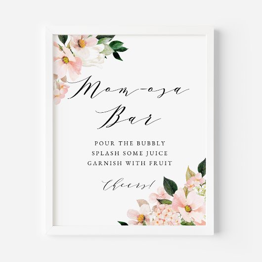 Poster Magnolia rose et Hydrangea Baby shower Momosa Bar