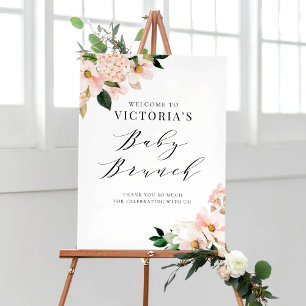 Poster Magnolias rose pâle Floral Baby Brunch Bienvenue