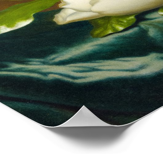 Poster Magnolias sur tissu bleu clair en velours par M J  (Coin)