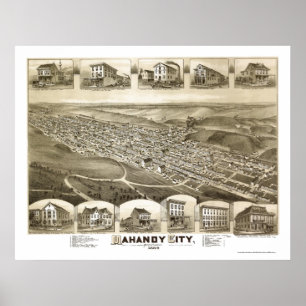 Poster Mahanoy City, PA Carte panoramique - 1889