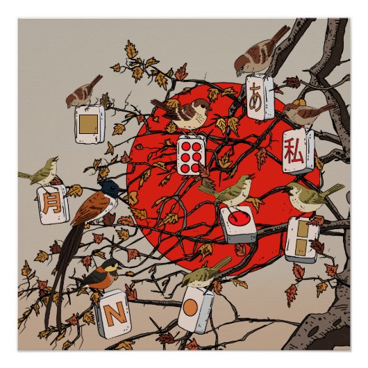 Poster Mahjong Birds Game (Devant)