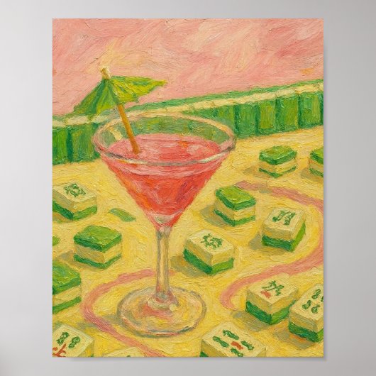 Poster Mahjong Chic Peinture Cocktail (Devant)