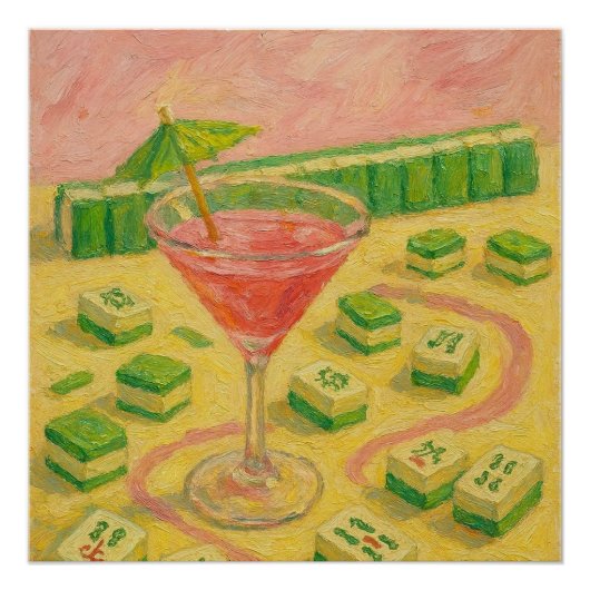 Poster Mahjong Chic Peinture Cocktail (Devant)