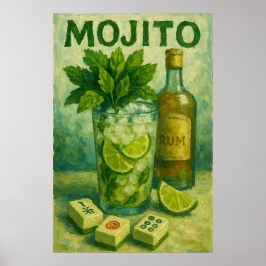 Poster Mahjong Cocktail Vintage Rétro (Devant)