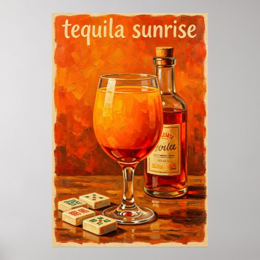 Poster Mahjong Cocktail Vintage Rétro (Devant)