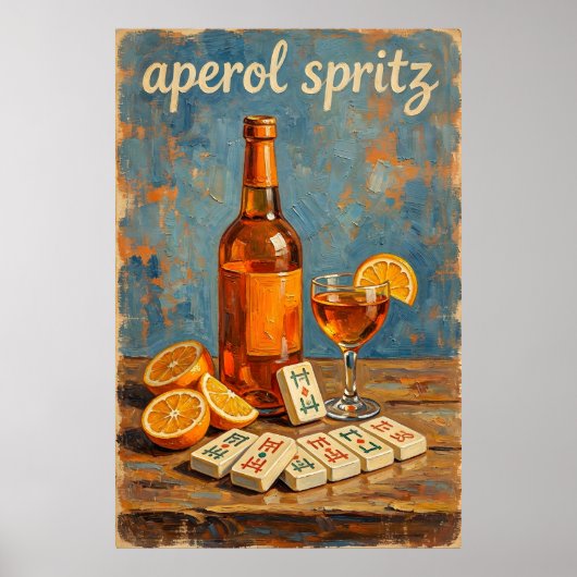 Poster Mahjong Cocktail Vintage Rétro (Devant)