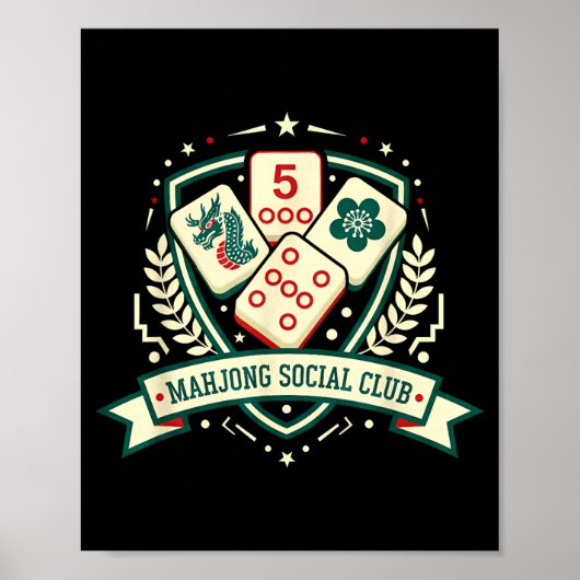 Poster Mahjong Lover Chinese Game Night Funny Mahjong Soc (Devant)