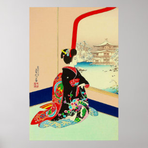Poster Maiko et pavillon d'or Hasegawa Sadanobu III 