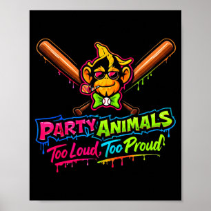 Poster Maillot de baseball Party animals