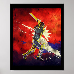Poster Maillot de cricket du Népal Drapeau du Népal de cr