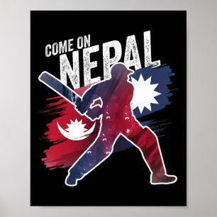Poster Maillot de cricket du Népal Supporter du drapeau n