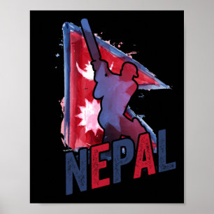 Poster Maillot de cricket du Népal Supporter du drapeau n
