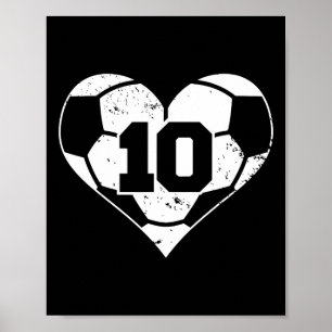 Poster Maillot de foot numéro 10 Drôle de cœur de jeu de