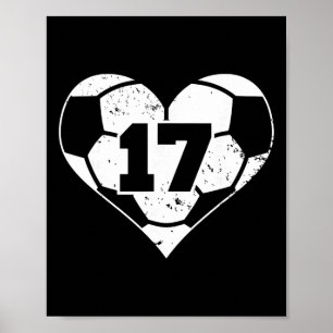Poster Maillot de foot numéro 17 drôle de cœur de jeu de 