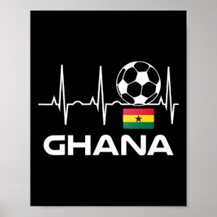 Poster Maillot de Footbyll Ghana Homme Femme Cadeau Footb