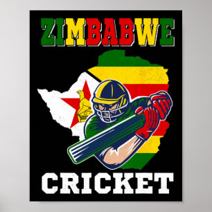 Poster Maillot de joueur de cricket du Zimbwe avec drapea