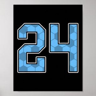 Poster Maillot de joueur de football bleu motif numéro 24