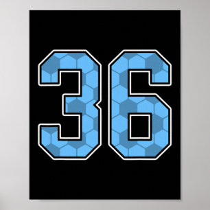 Poster Maillot de joueur de football bleu motif numéro 36