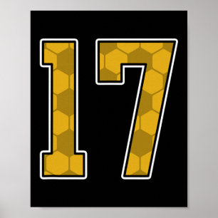 Poster Maillot de joueur de football or motif numéro 17 u