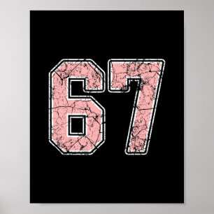 Poster Maillot de joueur rose et blanc numéro 67 Uniforme