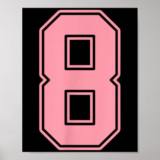 Poster Maillot de joueur rose numéro 8 uniforme #8 (Devant)