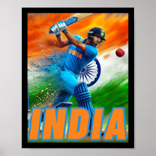 Poster Maillot de soutien de cricket d'Inde - F de cricke