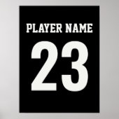 Poster Maillot de Sport Monogramme Nom Numéro Noir (Devant)